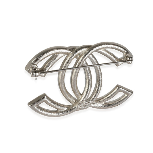 CHANEL 2016 CC Palladium Plated Brooch With Strass