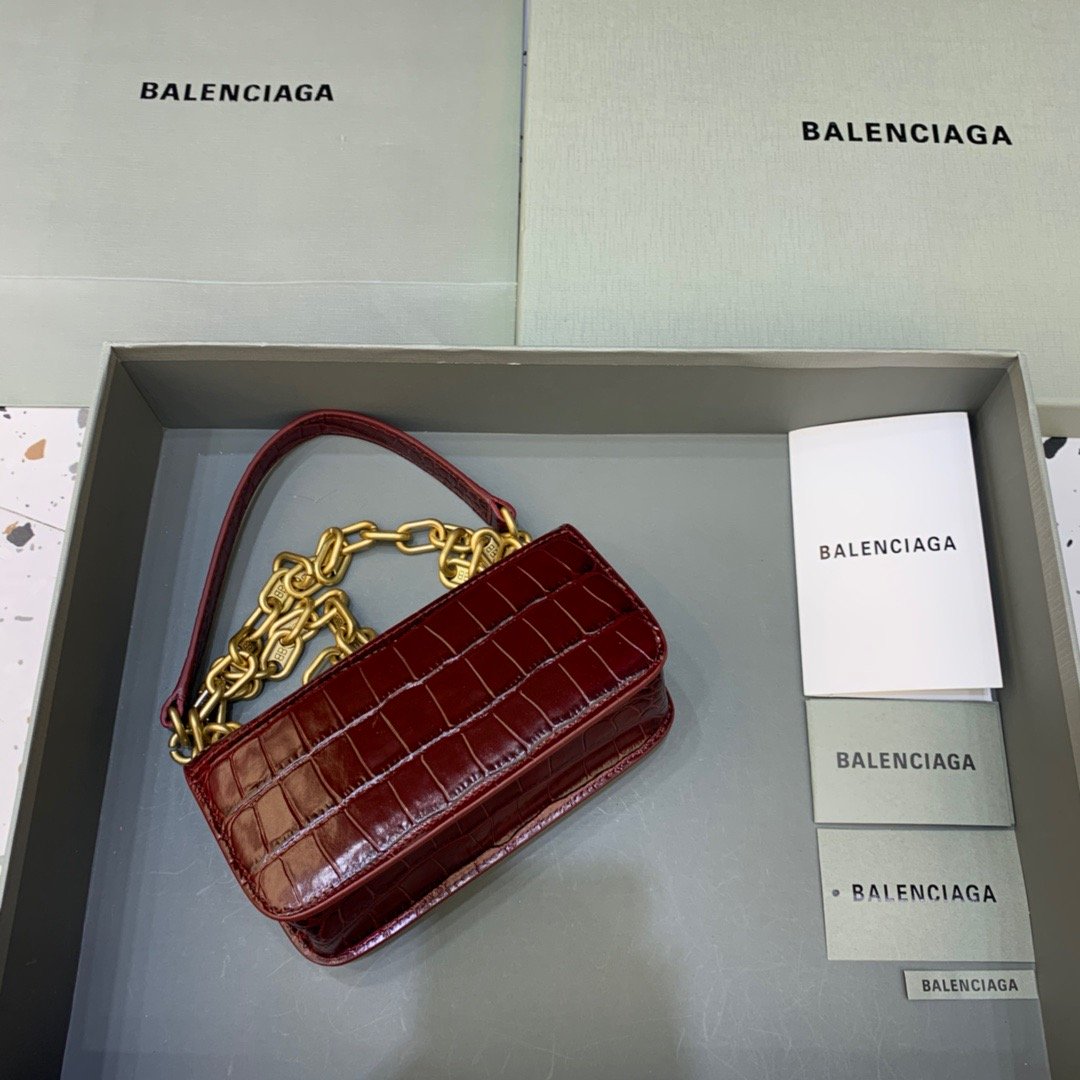 Top Quality Gossip Small On Chain Shoulder Bag Dark Red, For Women,  Bags 7.4in/19cm