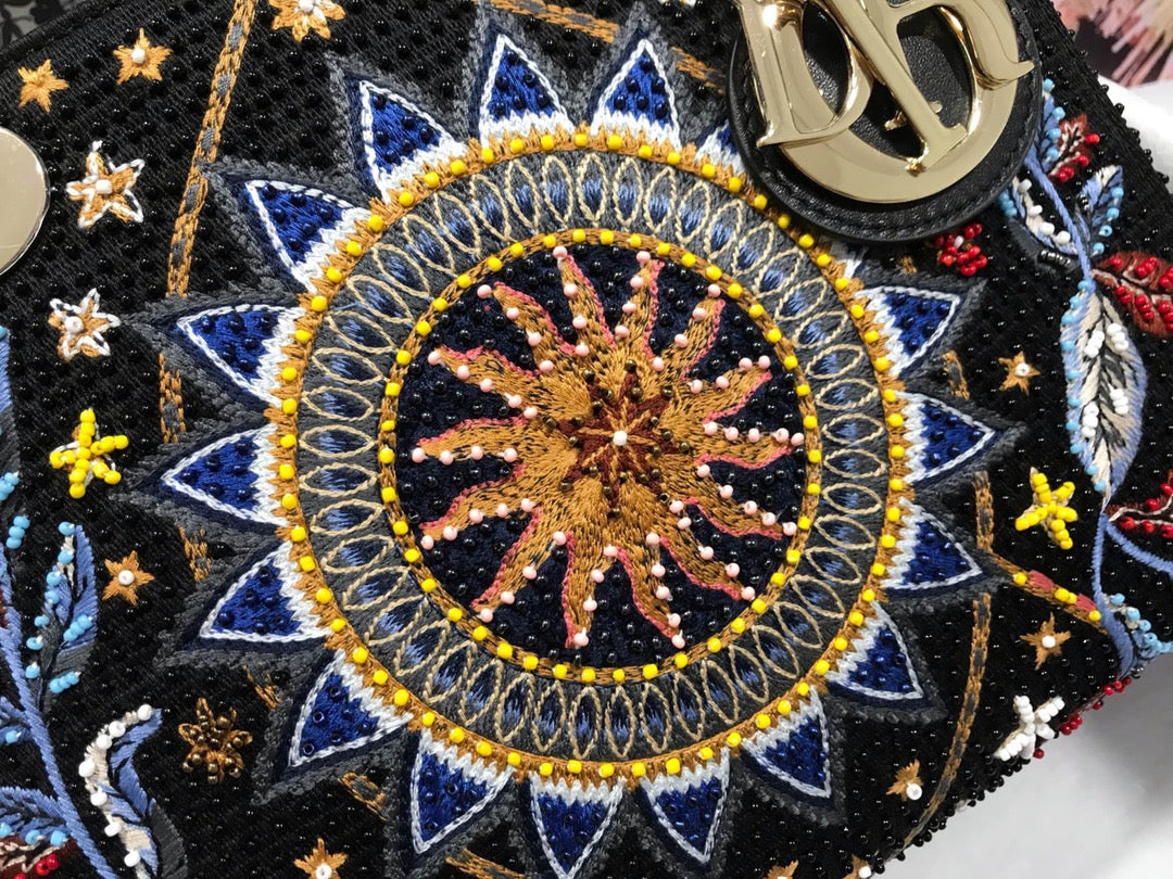 Top Quality MeTop Qualityum Lady Bag Gold Toned Hardware Multicolor Black For Women 9.5in/24cm CD