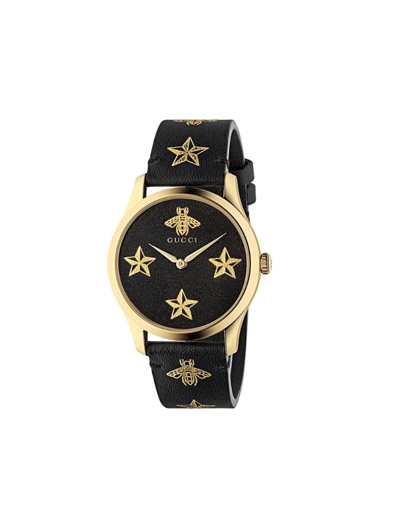 Gucci - G-Timeless, 38 mm watch - unisex - stainless steel/Leather - One Size - Black
