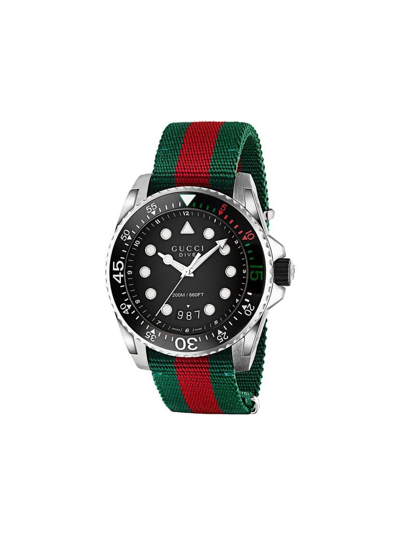 Gucci - Gucci Dive watch - men - stainless steel/Nylon - One Size - Green