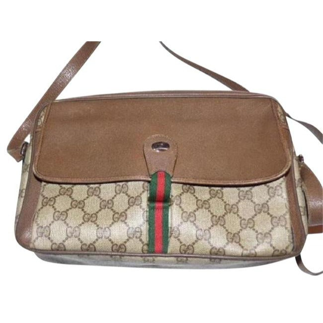 Gucci   Gg Web Shades Of Brown With Large G Logo And Red Green Stripe