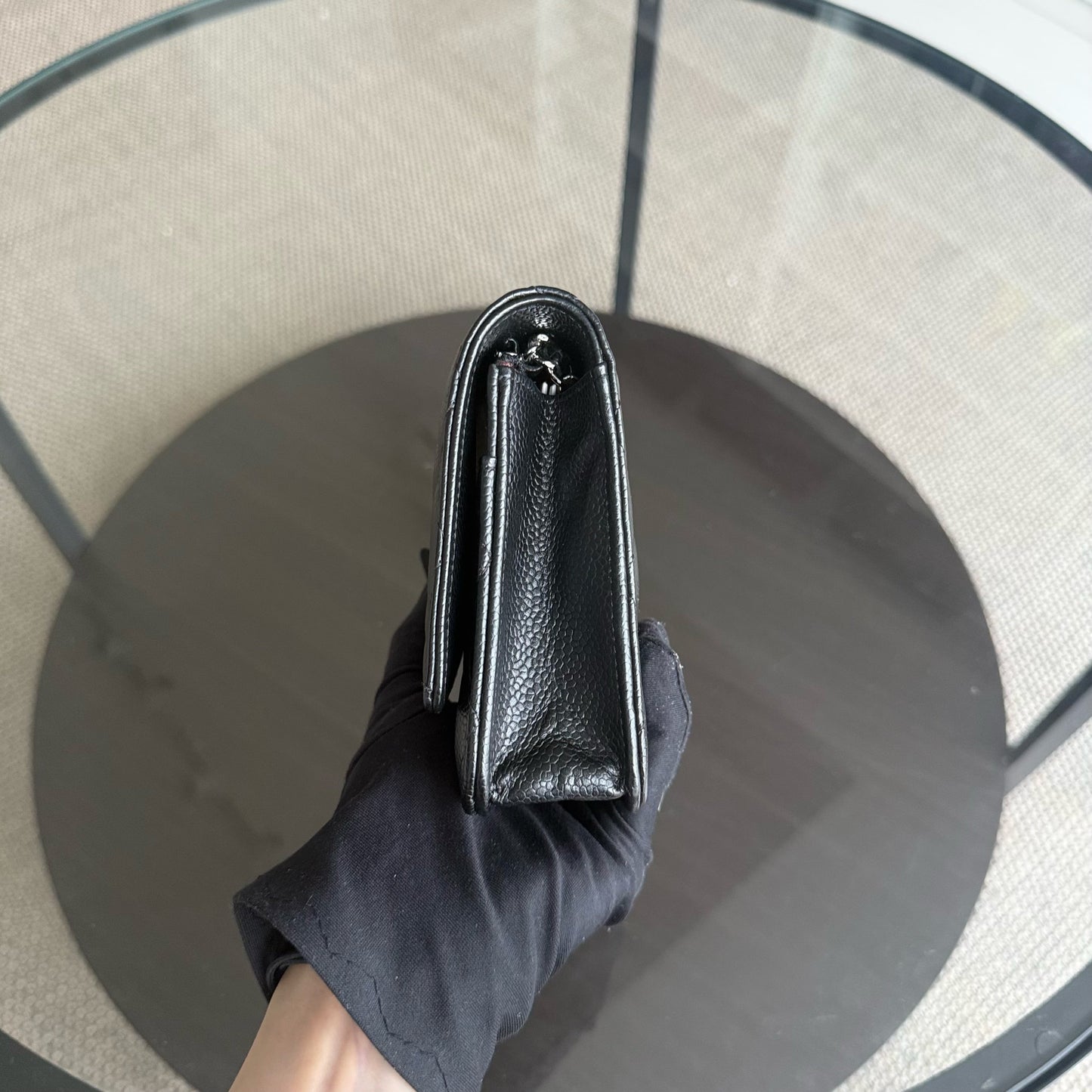 Chanel WOC - Bag Wallet On Chain Quilted Caviar Black Silver Hardware Microchip