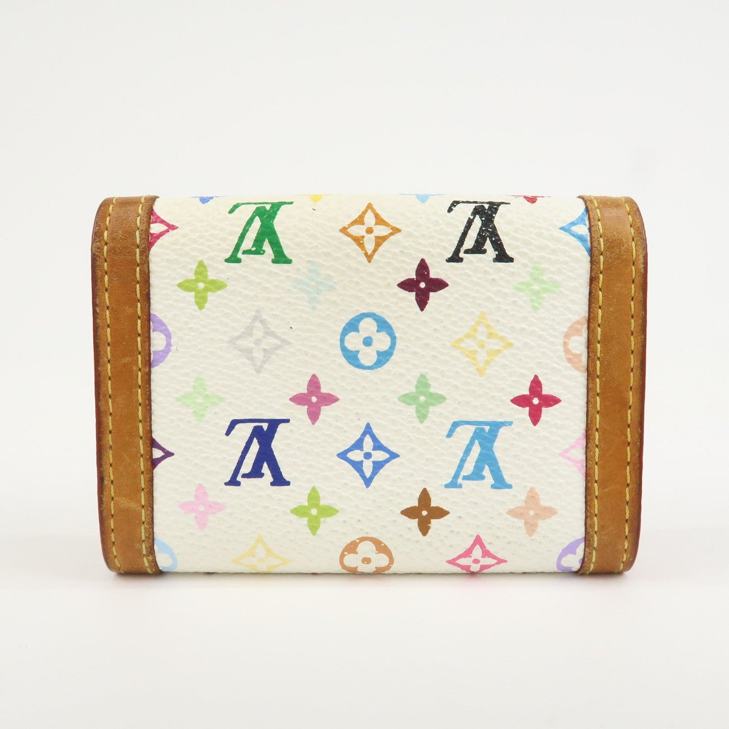 Louis Vuitton Multicolor Porte Monnaie Plat Coin Case Blanc M92657