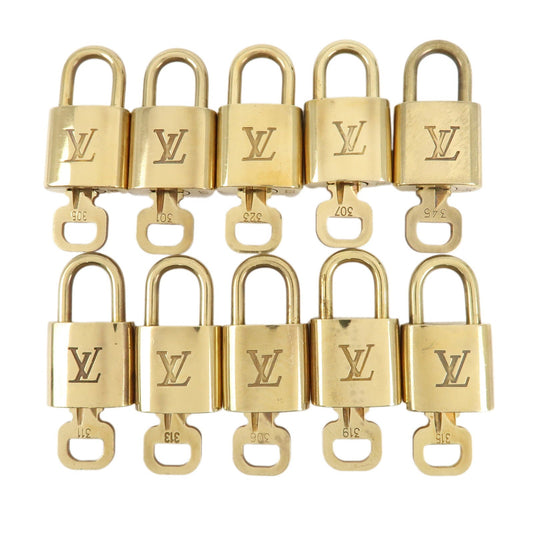 Louis Vuitton Set of 10 Lock & Key Cadena Key Lock Metal Gold  d