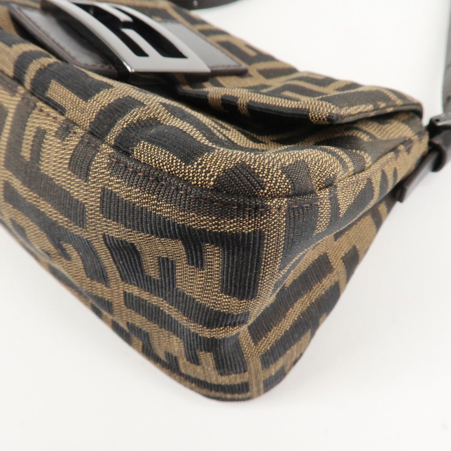 FENDI Mini Mamma Baguette Zucca Shoulder Bag Black Brown 8BR180  d