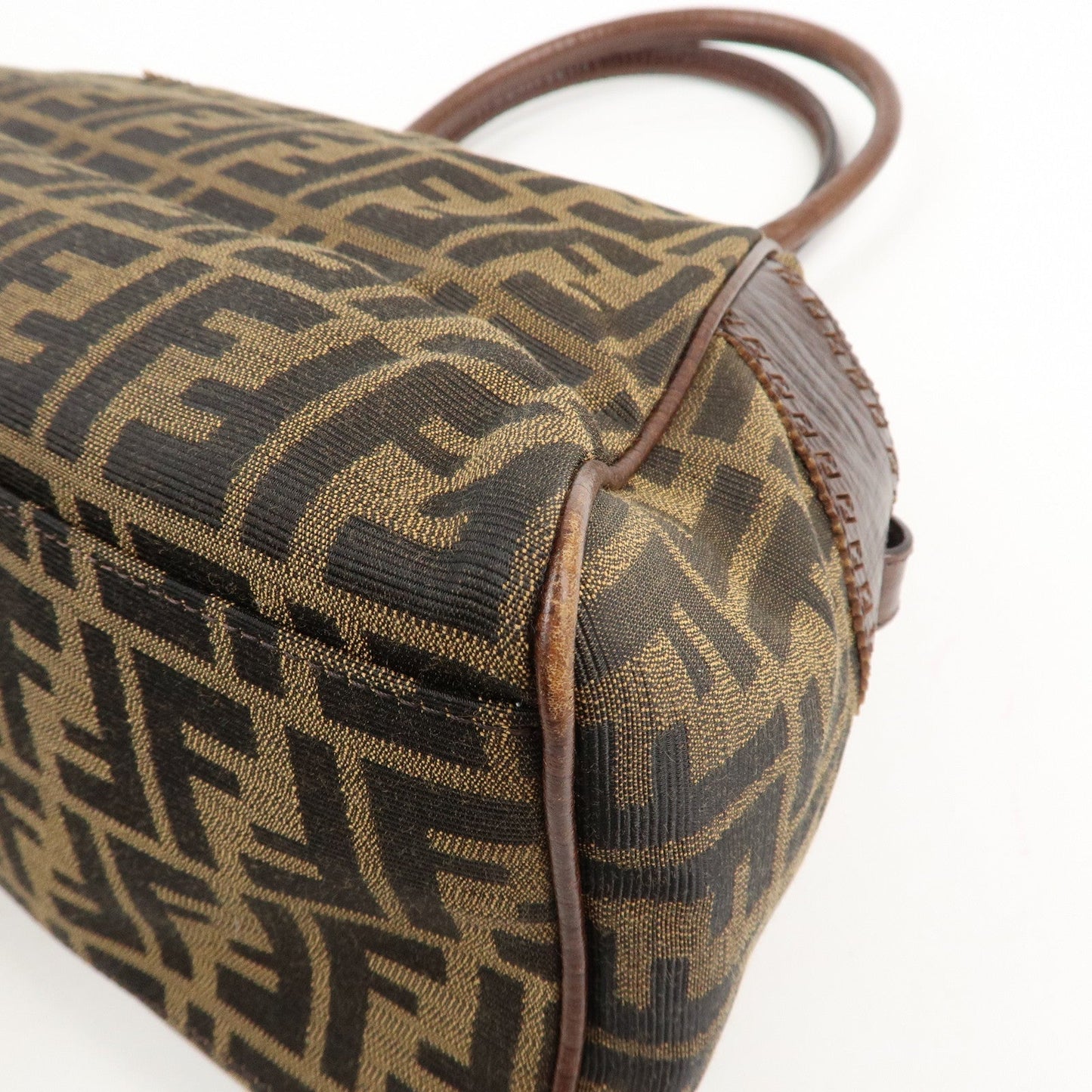 FENDI Ethnico Zucca Canvas Leather Shoulder Bag Brown 8BN162  d
