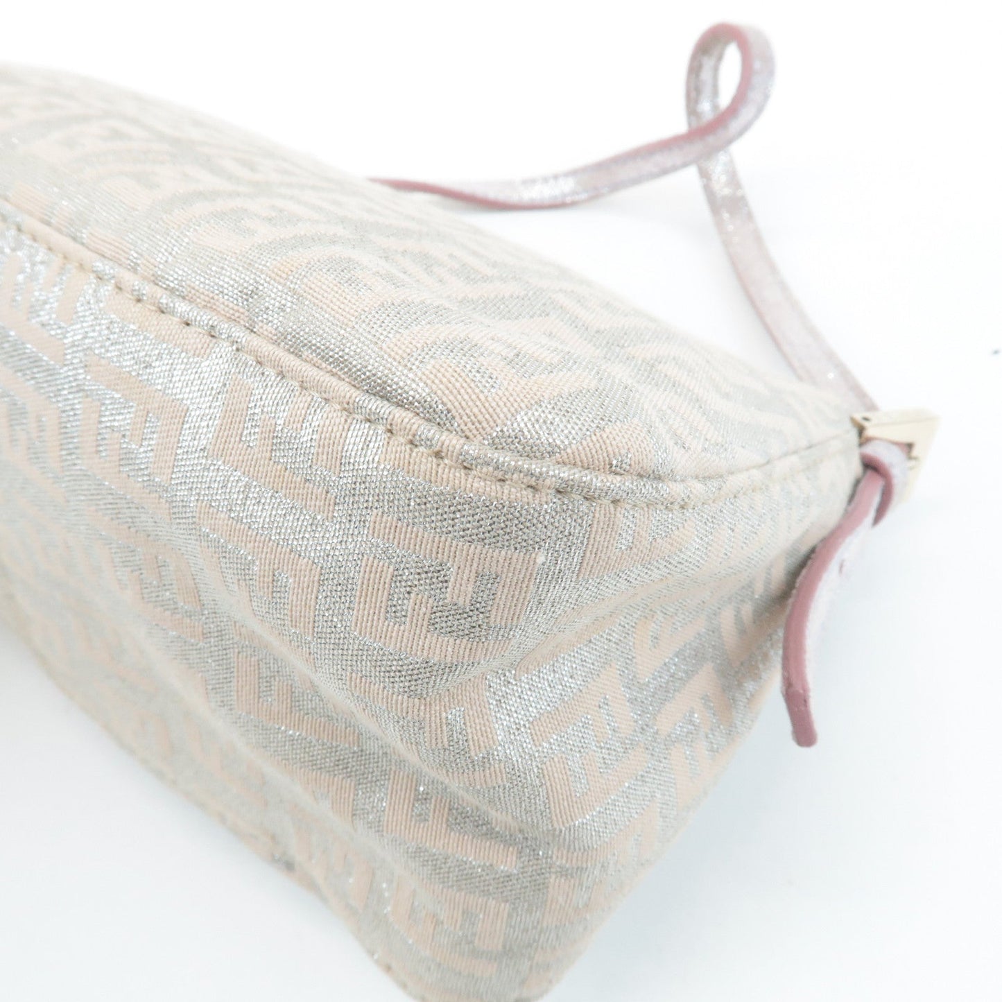 FENDI Mini Mamma Baguette Canvas Leather Shoulder Bag Beige 8BR180  d