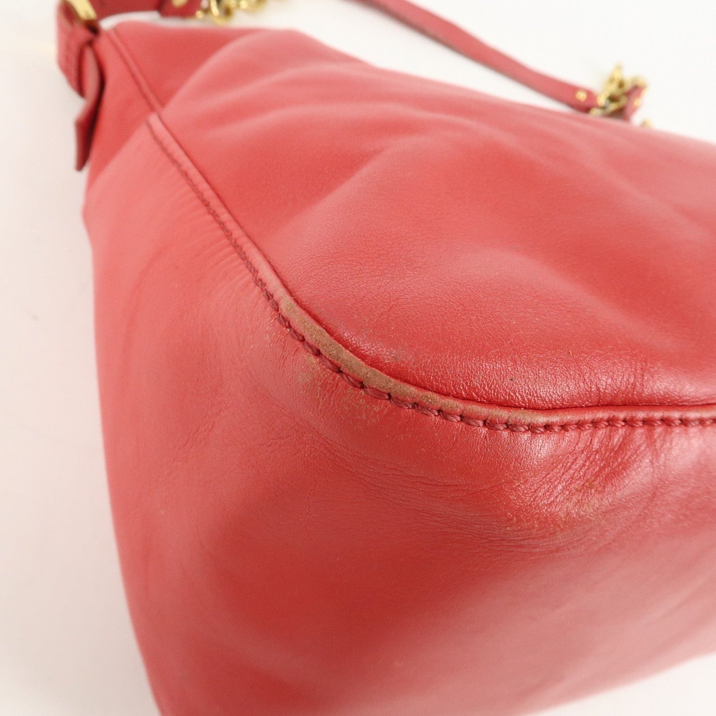 FENDI Big Mamma Baguette Leather Chain Shoulder Bag Pink 8BR638  d