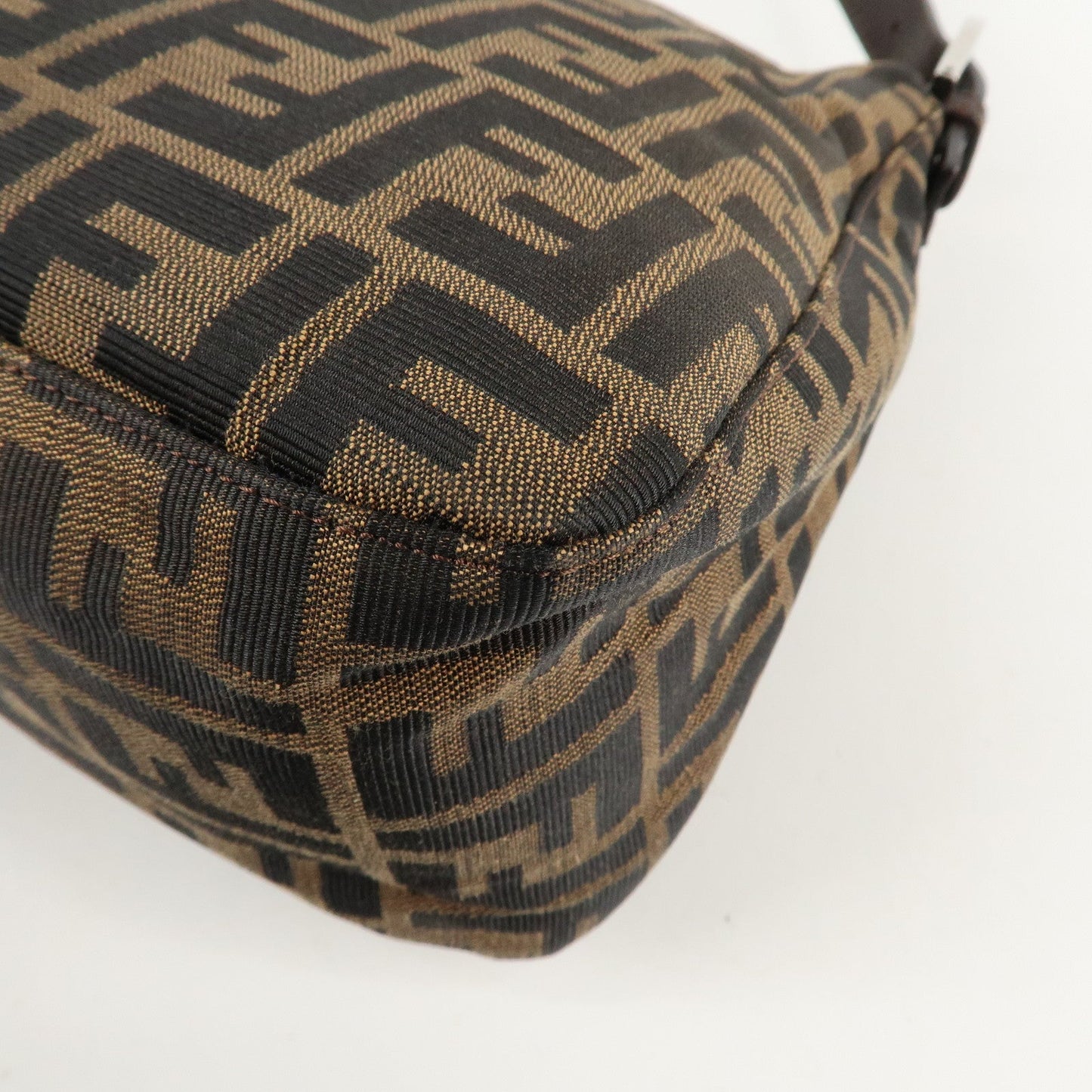 FENDI Mamma Baguette Zucca Canvas Shoulder Bag Brown Black 26325  d