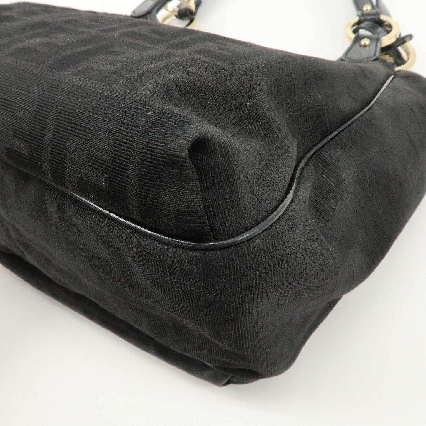 FENDI Zucca Canvas Leather Tote Bag Hand Bag Black 8BH156  d