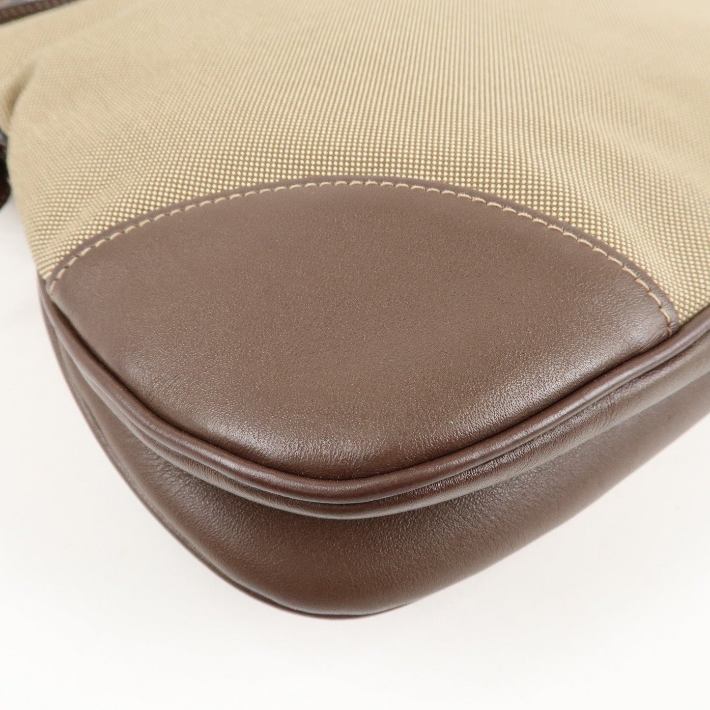 PRADA Jacquard Leather Shoulder Crossbody Bag Beige Brown BT867A  d