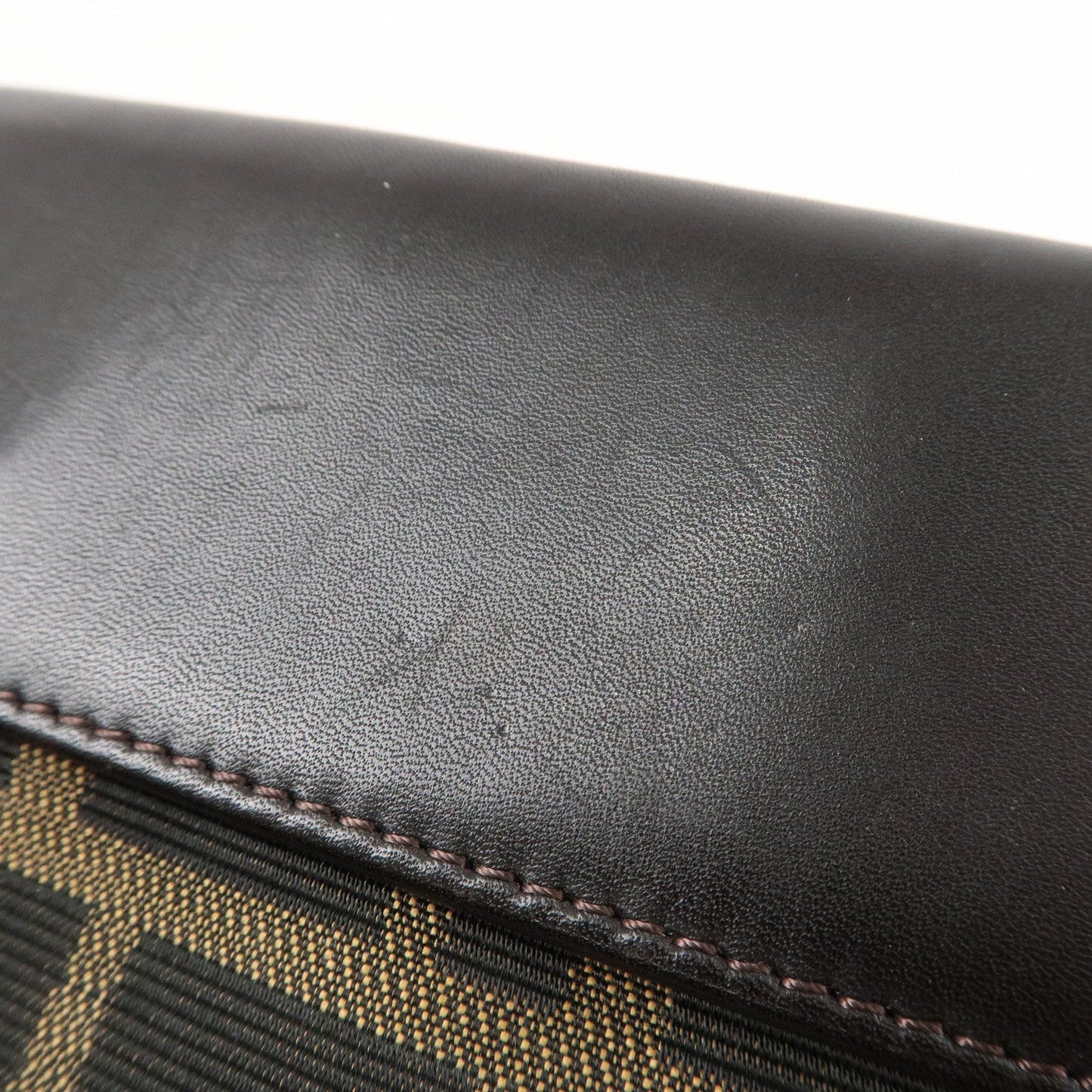FENDI Zucca Canvas Leather Long Bi-fold Wallet Brown 8M0032  d