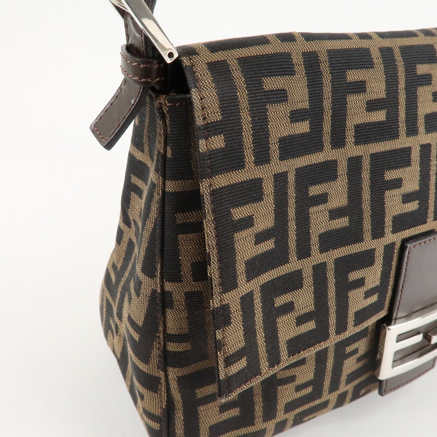 FENDI Mamma Baguette Zucca Canvas Leather Shoulder Bag 26325  d