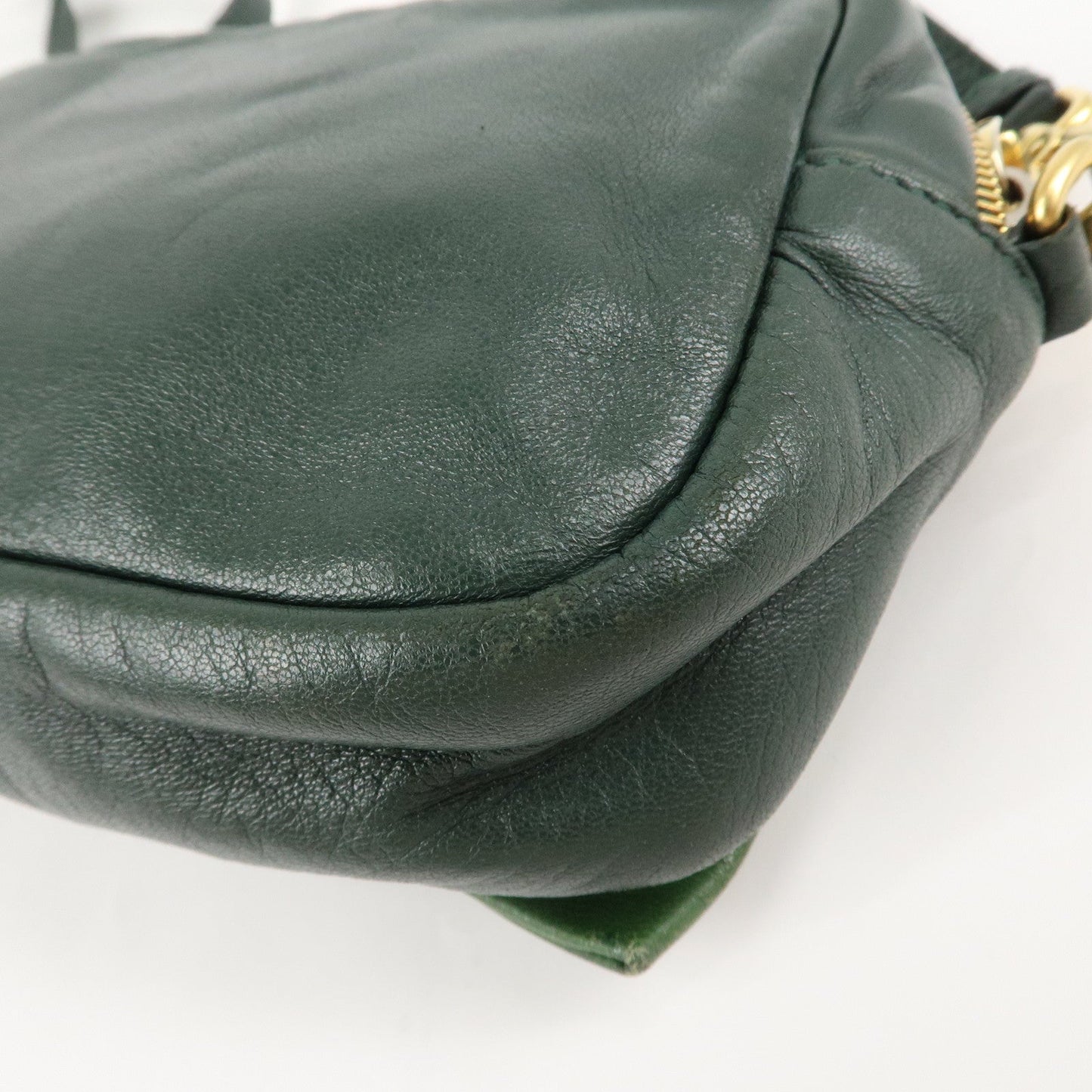 PRADA Logo Leather Ribbon Shoulder Bag Green BP0166  d