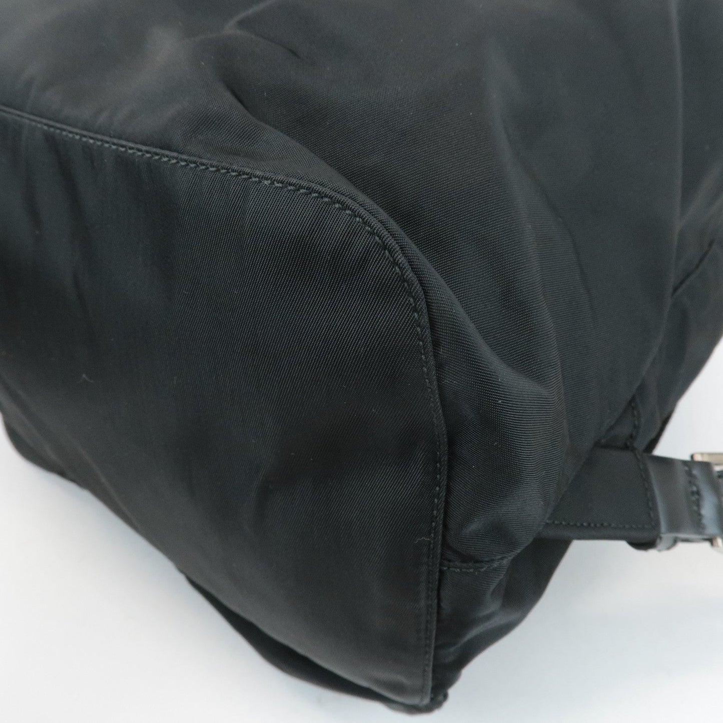 PRADA Triangle Logo Nylon Leather Back Pack Ruck Sack Black B2811  d