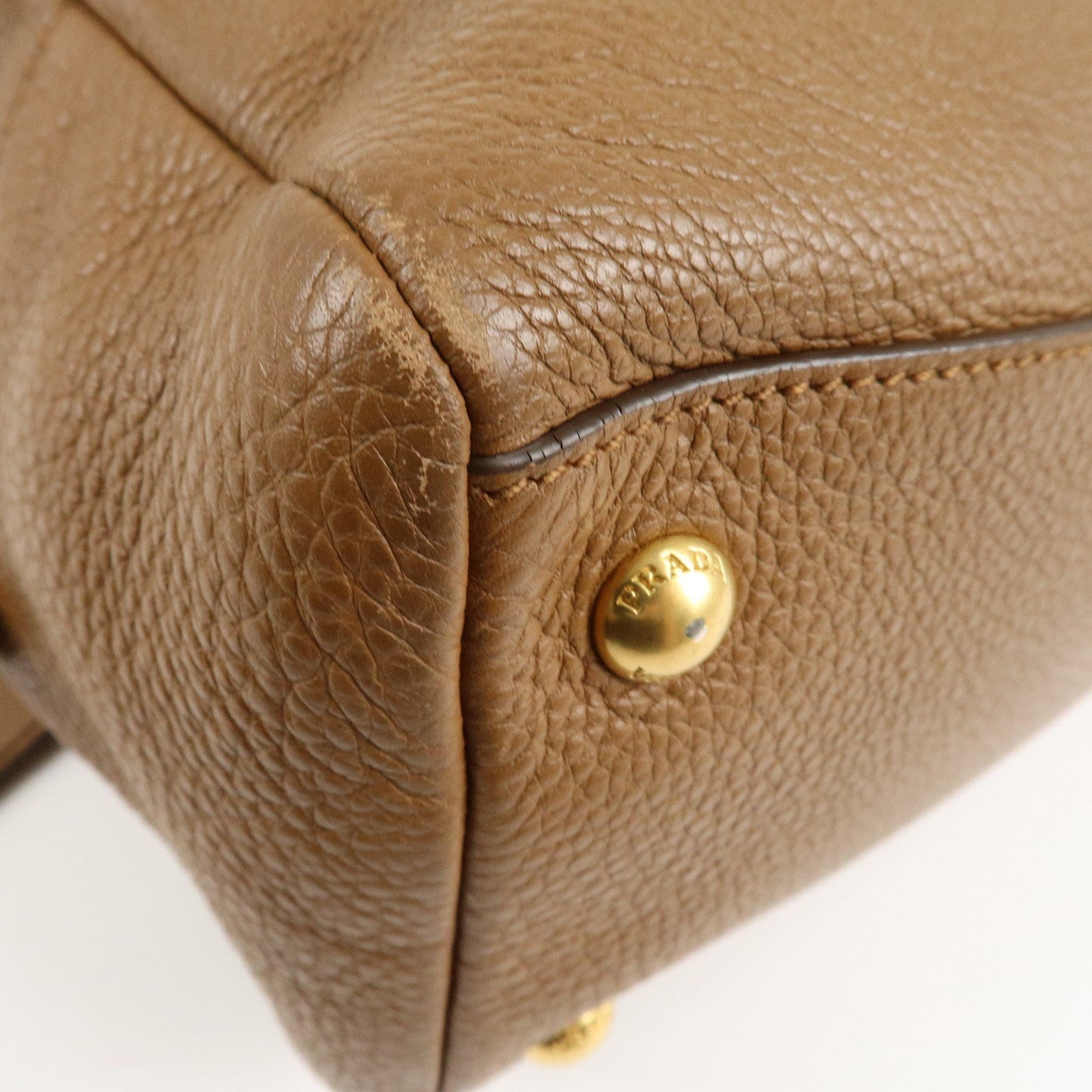 PRADA Leather 2Way Bag Hand Bag Shoulder Bag Brown 1BB091  d