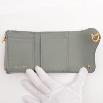 Gray Dior Oblique Jacquard Saddle Lotus Wallet