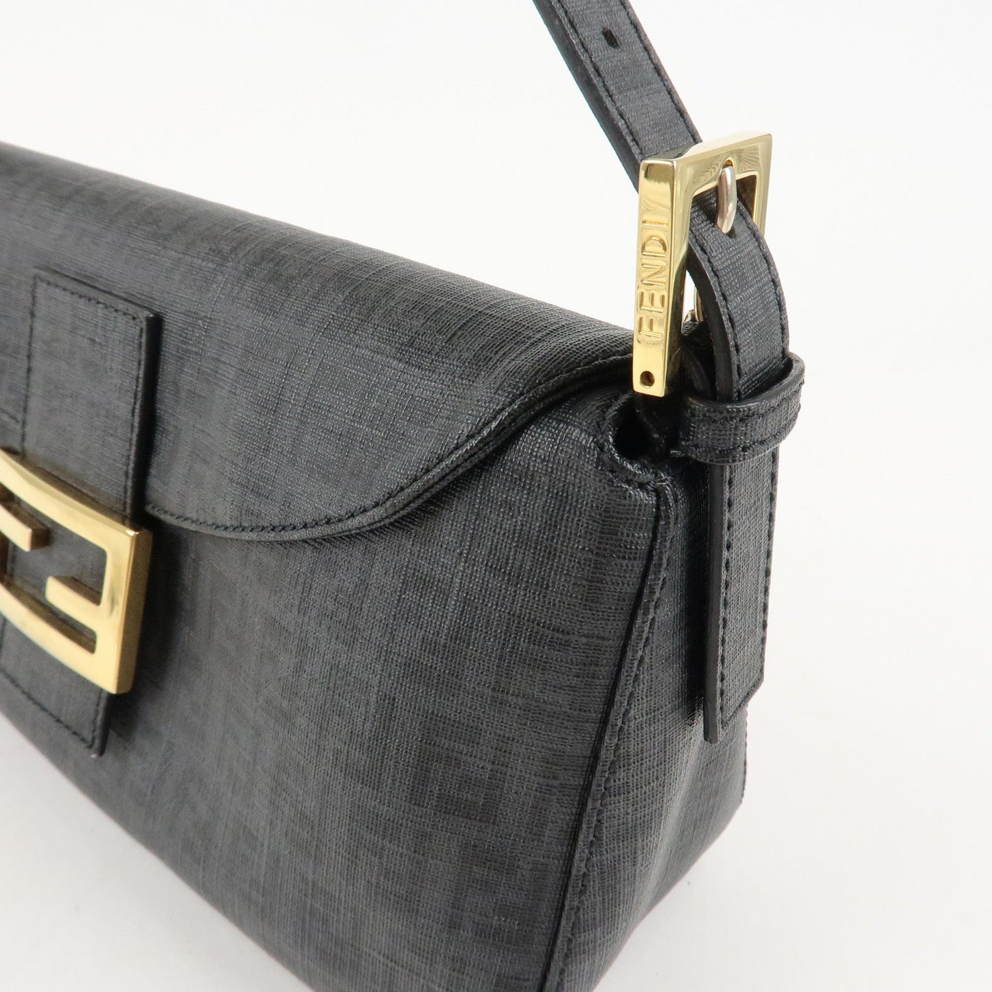 FENDI Zucchino PVC Leather Chain Shoulder Bag Gray Black 8BR003  d