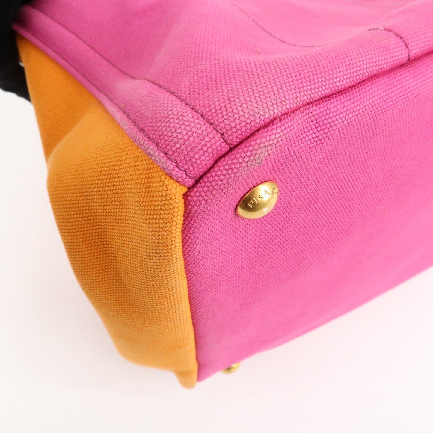 PRADA Canapa Canvas Tote Bag Limited Edition Pink Orange B1877I  d