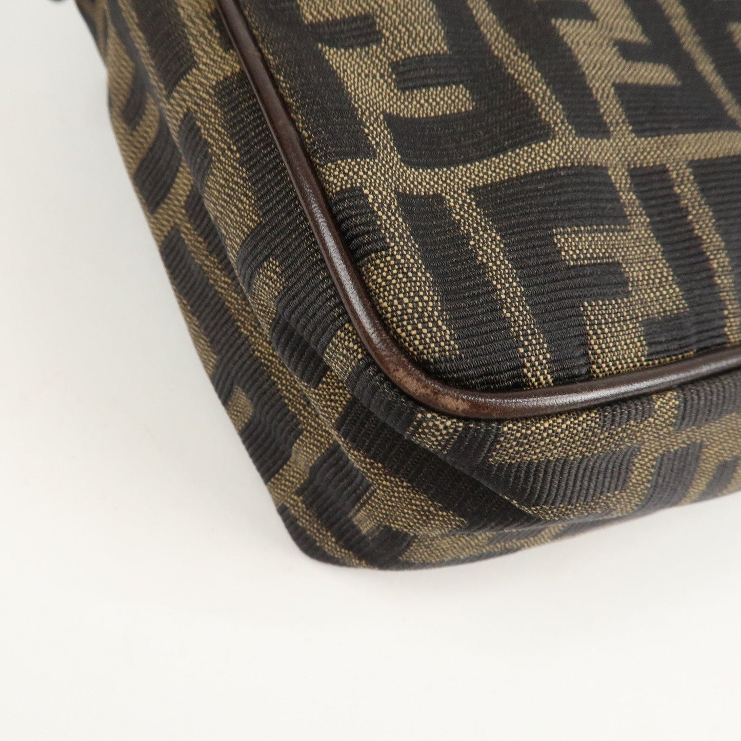 FENDI Zucca Canvas Leather 2Way Shoulder Hand Bag Brown Black  d