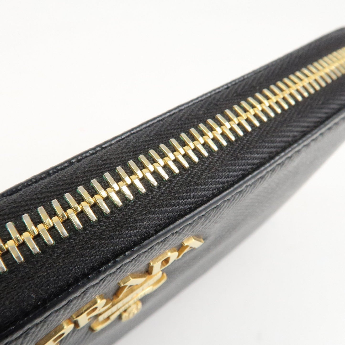 PRADA Saffiano Leather Round Zipper Long Wallet Black 1M0506  d