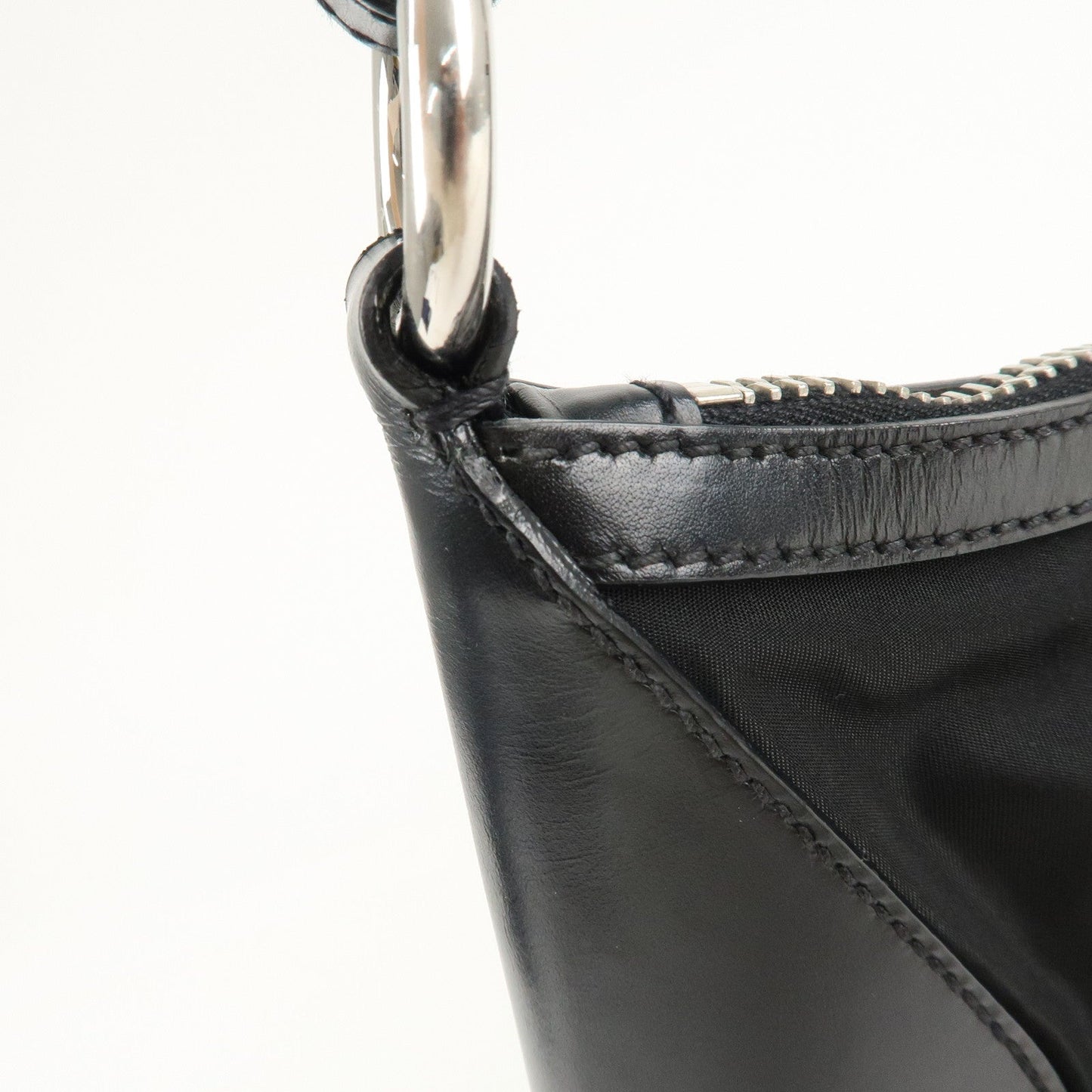 PRADA Nylon Leather Shoulder Bag Black BR2604  d