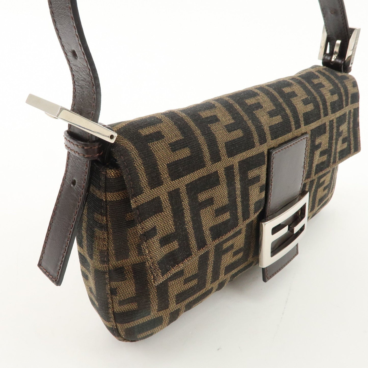 FENDI Mamma Baguette Canvas Shoulder Bag Hand Bag Brown 26424  d