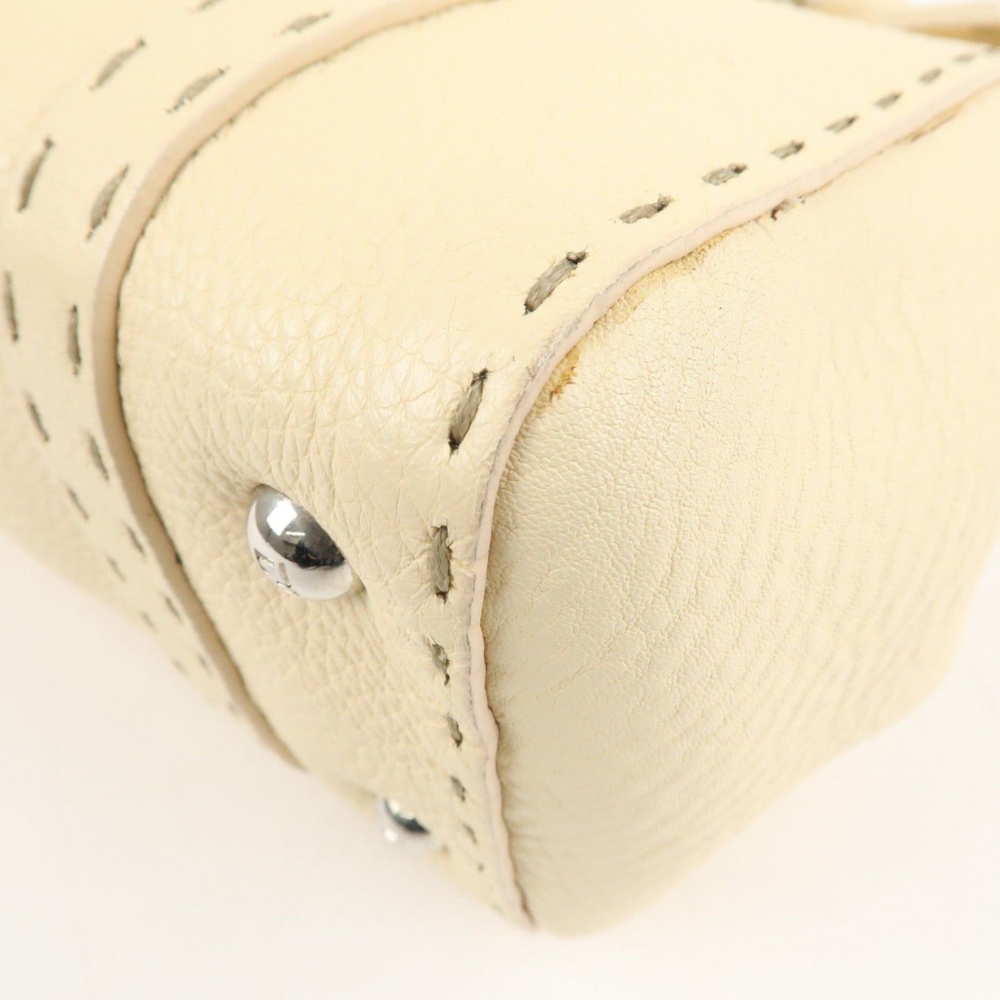 FENDI Selleria Leather Mini Linda Hand Bag Cream 8BR486  d