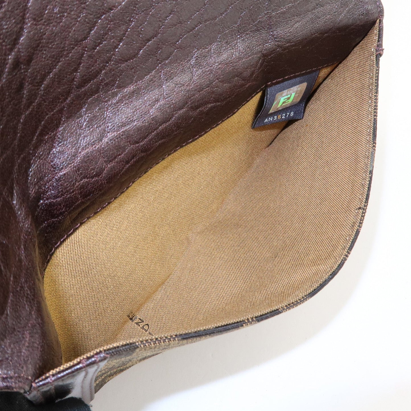 FENDI Zucca Canvas Leather W Hook Bifold Long Wallet 8N0032  d