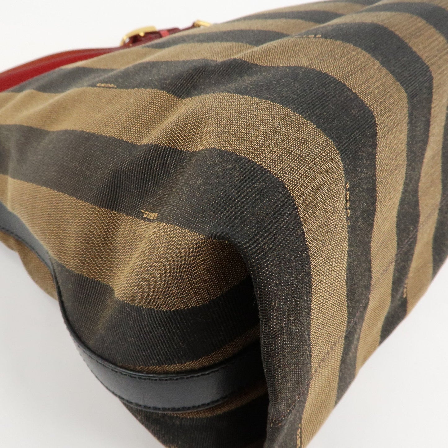 FENDI Pequin Canvas Leather Shoulder Bag Beige Black Brown 8BR653  d
