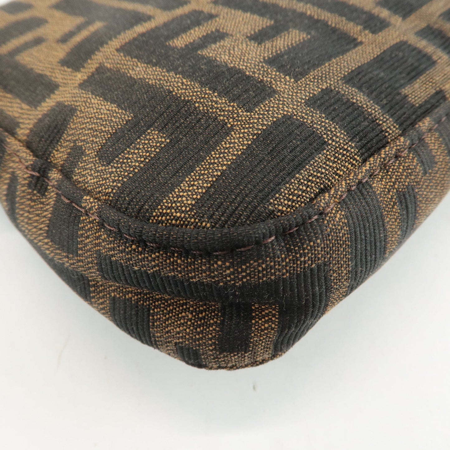 FENDI Mamma Baguette Zucca Canvas Shoulder Bag Brown Black 26424  d