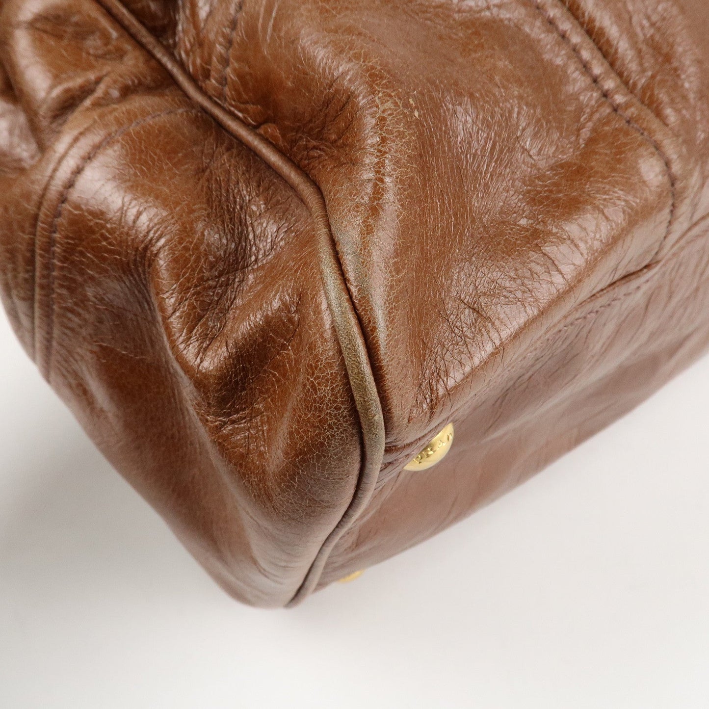 PRADA Leather 2Way Bag Shoulder Bag Hand Bag Brown  d