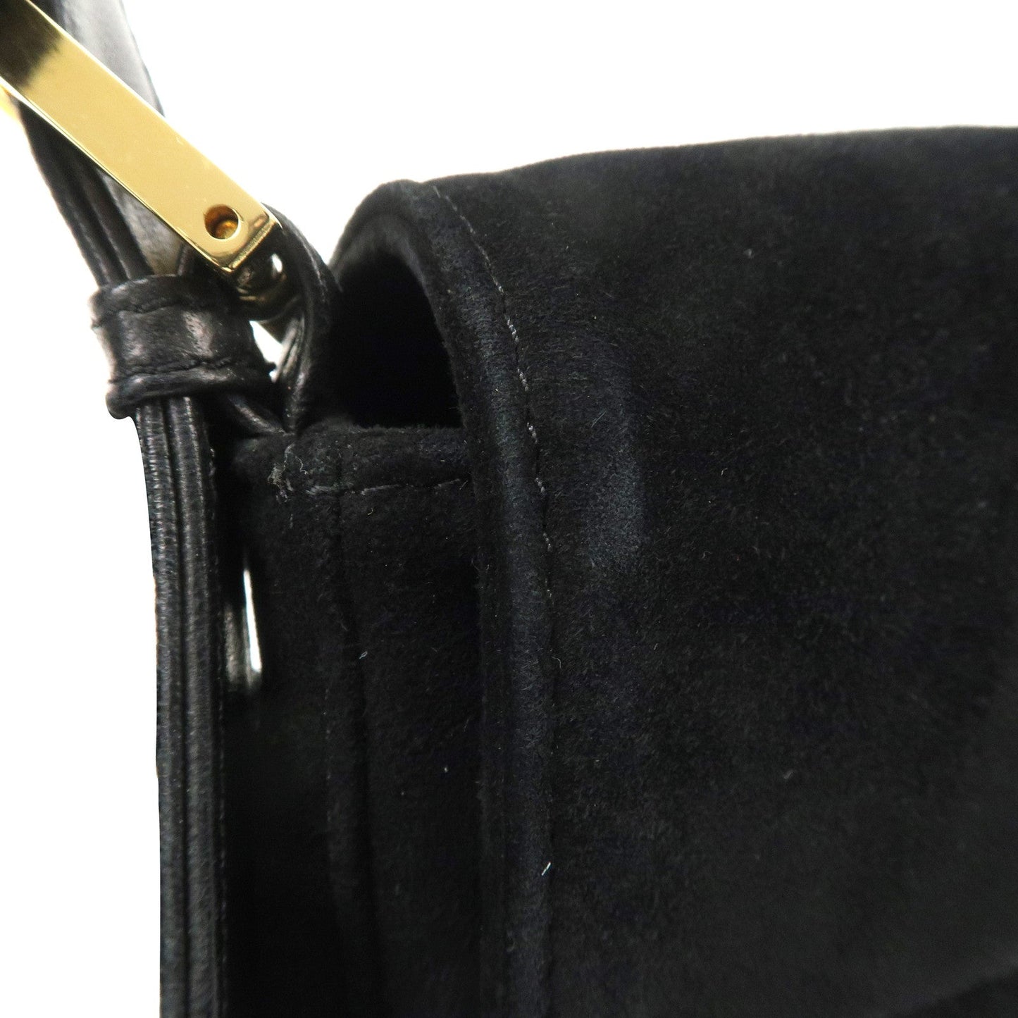 FENDI Mamma Bucket Suede Leather Shoulder Bag Black 26424  d