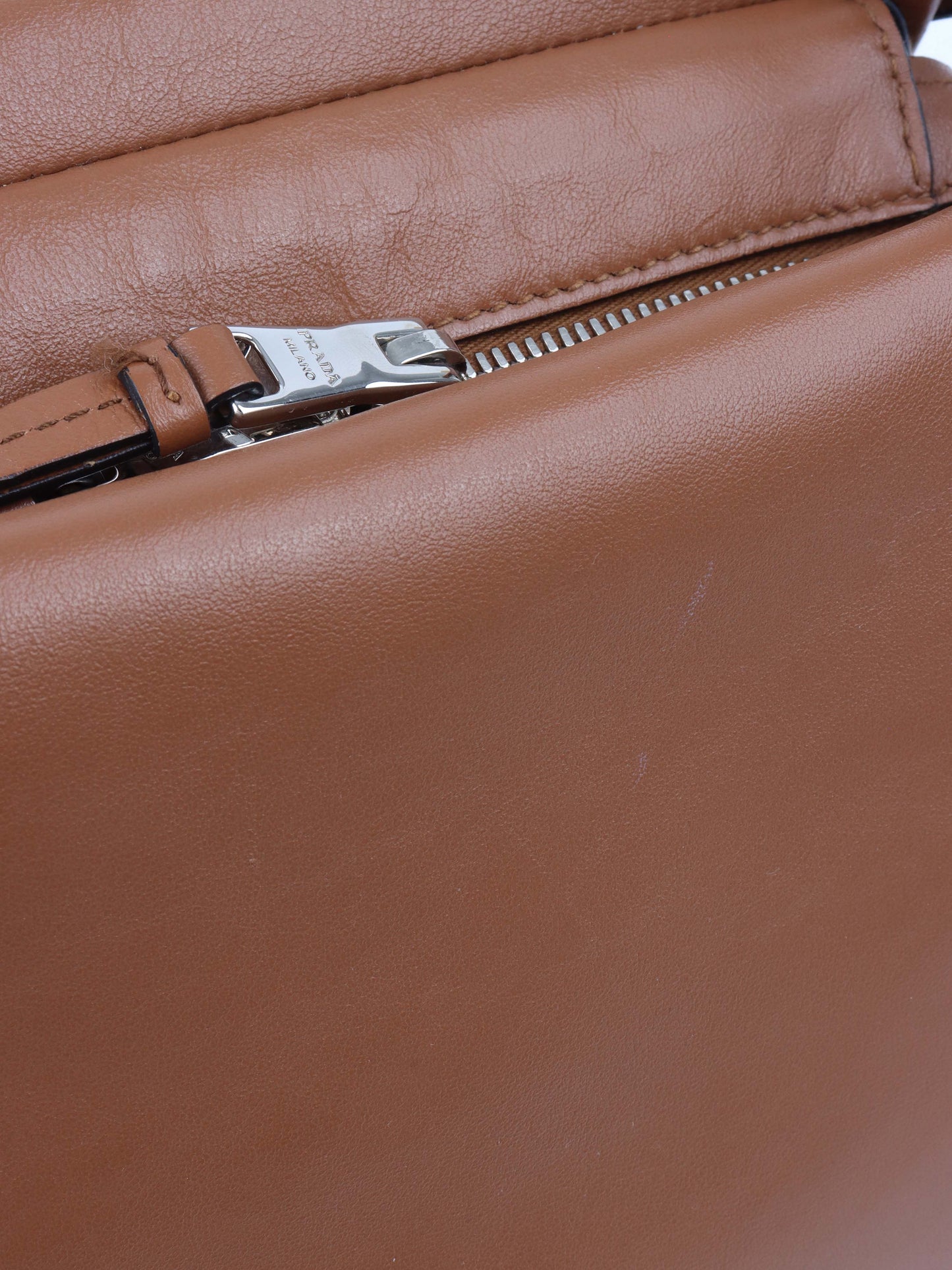 Prada Cognac Luxe Shoulder Bag.