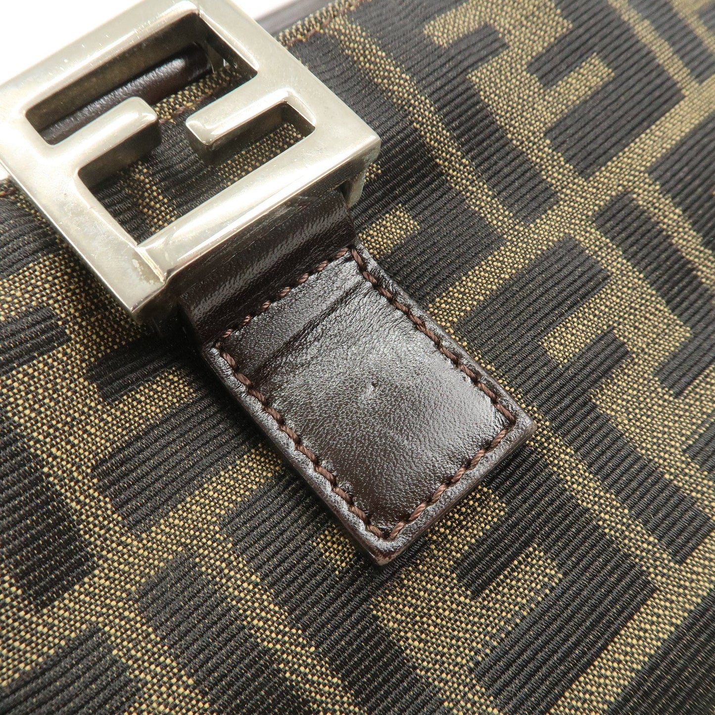 FENDI Zucca Canvas Leather Tote Bag Brown Black 26329  d