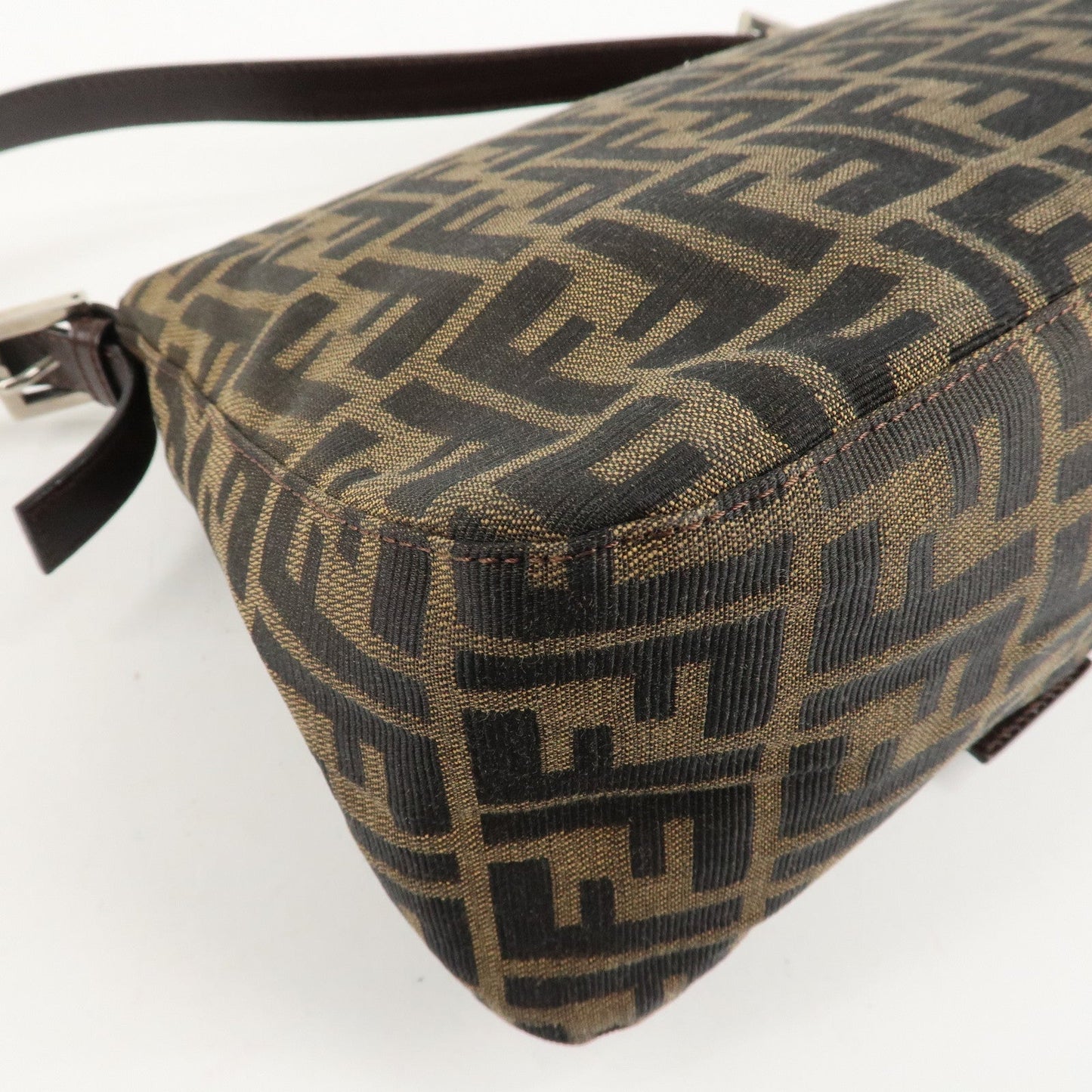 FENDI Mamma Baguette Zucca Canvas Leather Shoulder Bag 26325  d