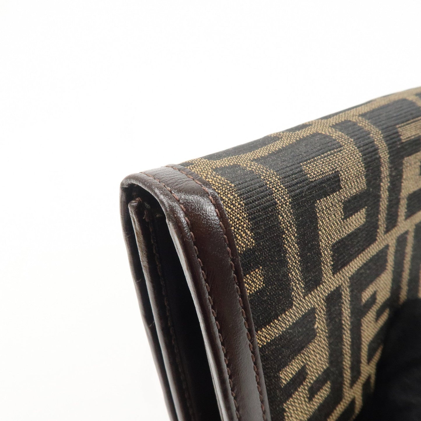 FENDI Zucca Print Canvas Leather Long Wallet Brown 30851  d