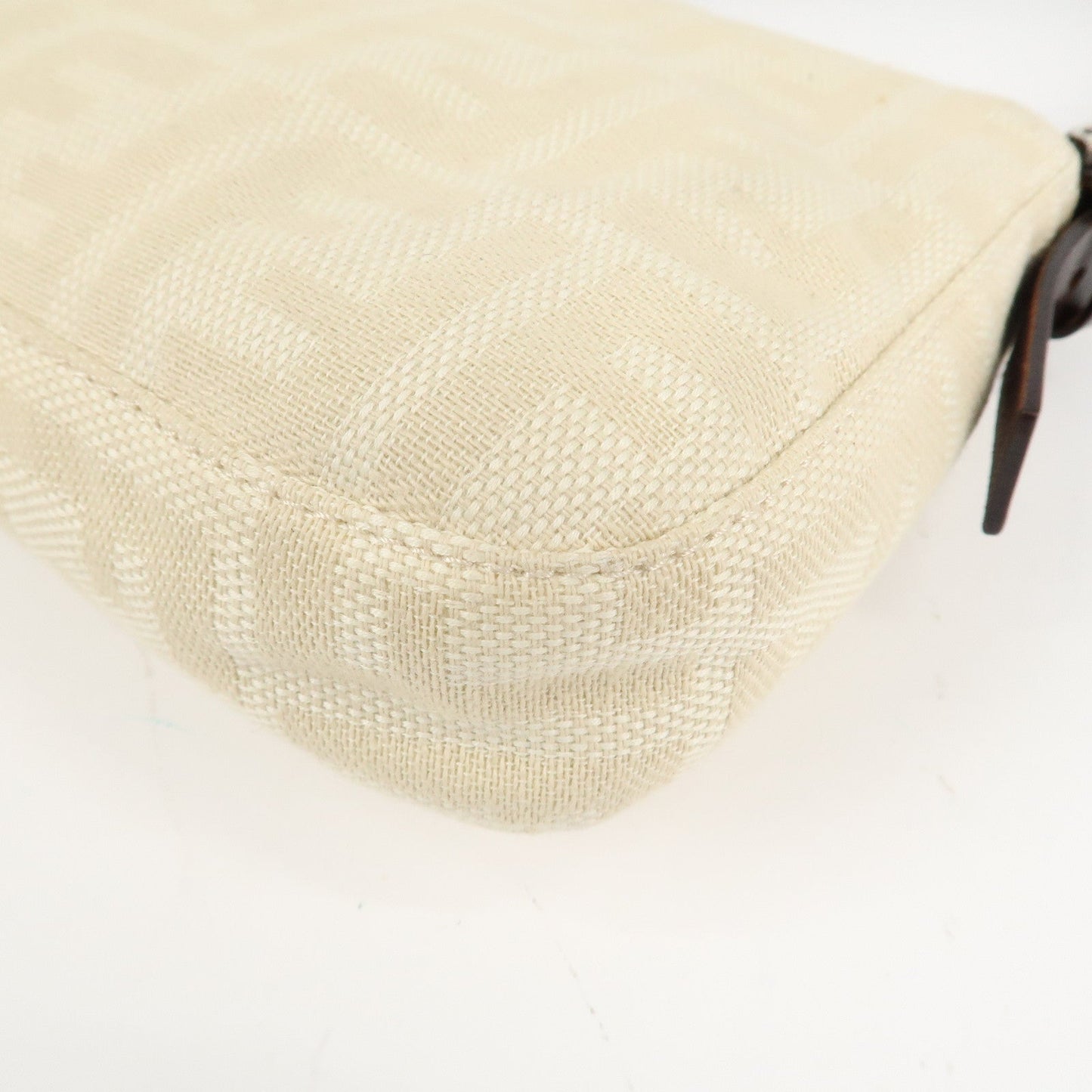 FENDI Mamma Baguette Zucca Canvas Shoulder Bag Beige White 26424  d