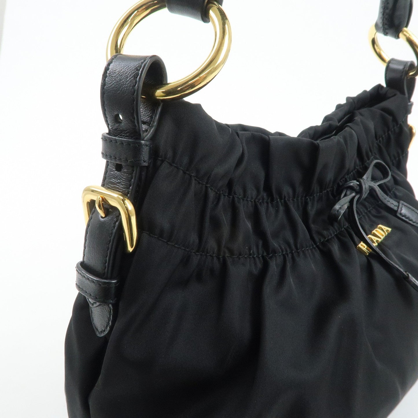 PRADA Nylon Leather Shoulder Bag Black  d