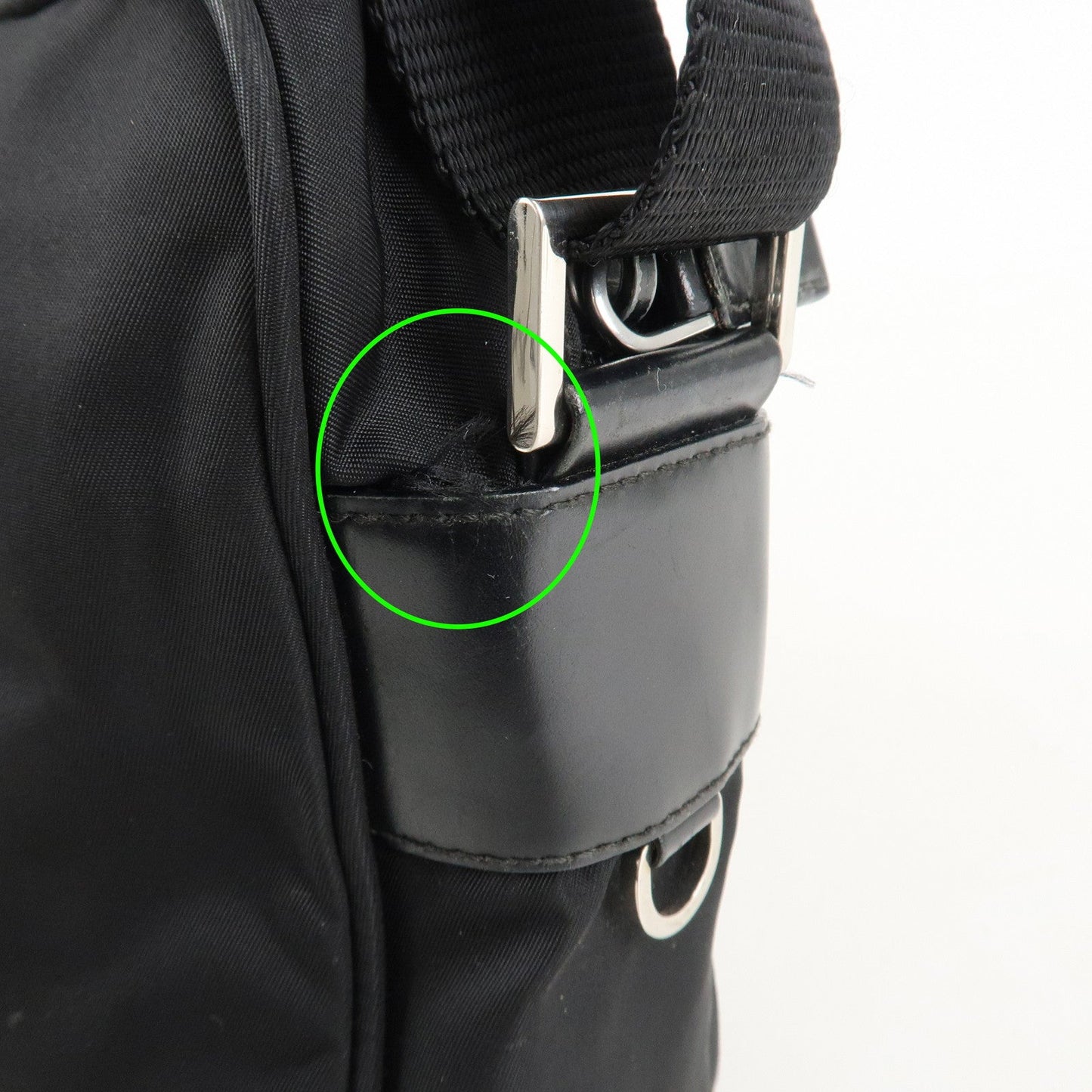 PRADA Logo Nylon Leather Shoulder Bag Crossbody Bag Black  d