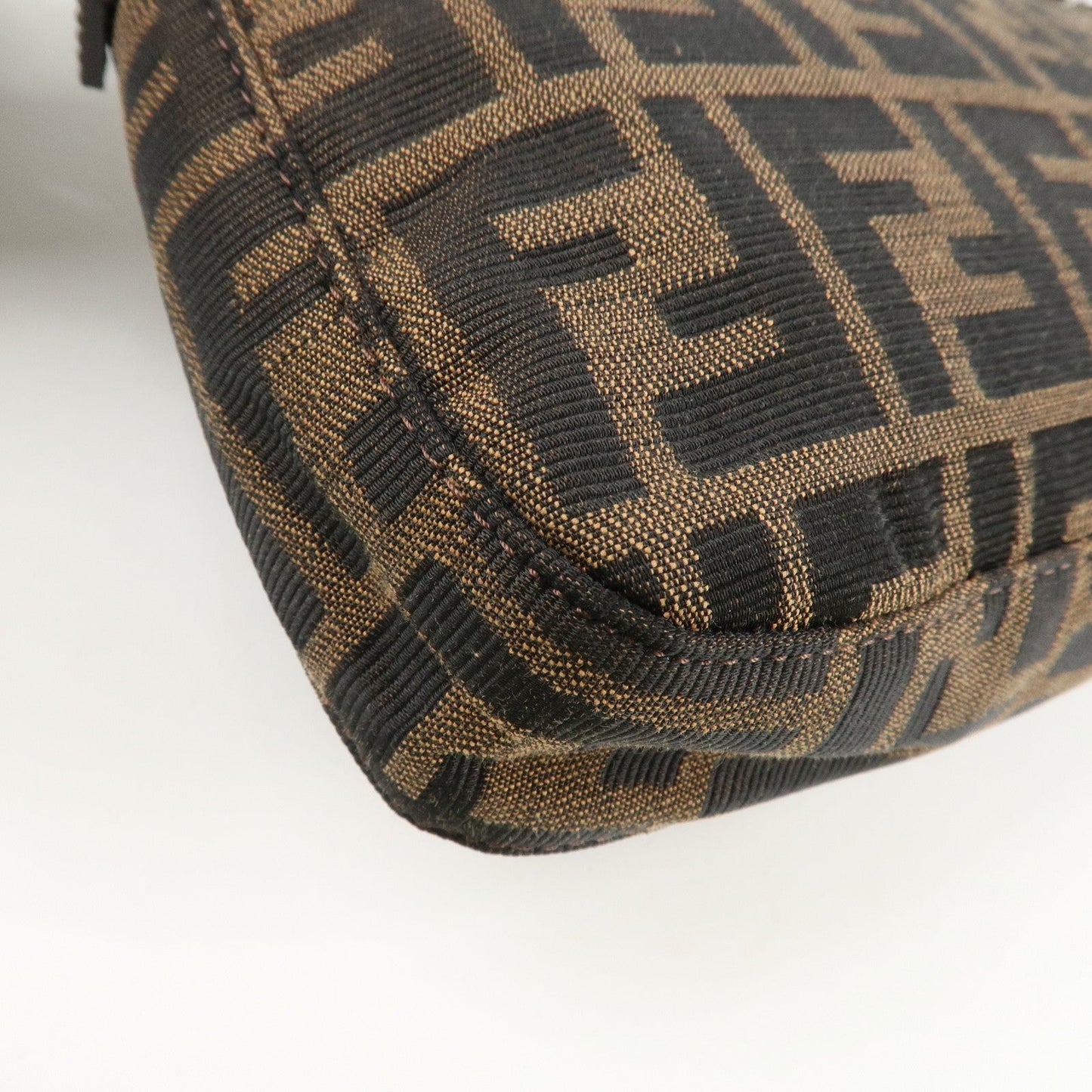 FENDI Mamma Baguette Zucca Canvas Shoulder Bag Brown Black 26424  d
