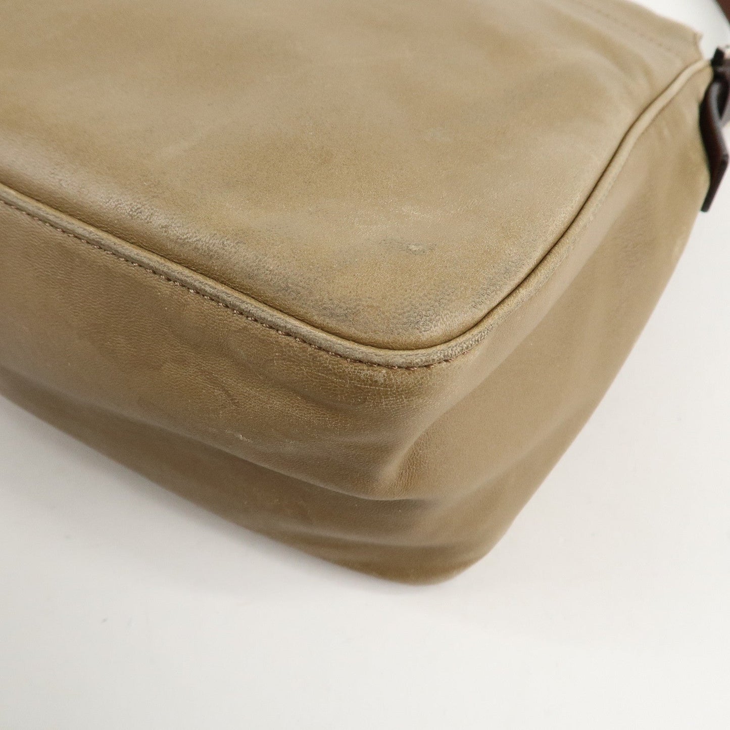 FENDI Mamma Baguette Leather Shoulder Bag Hand Bag Beige  d