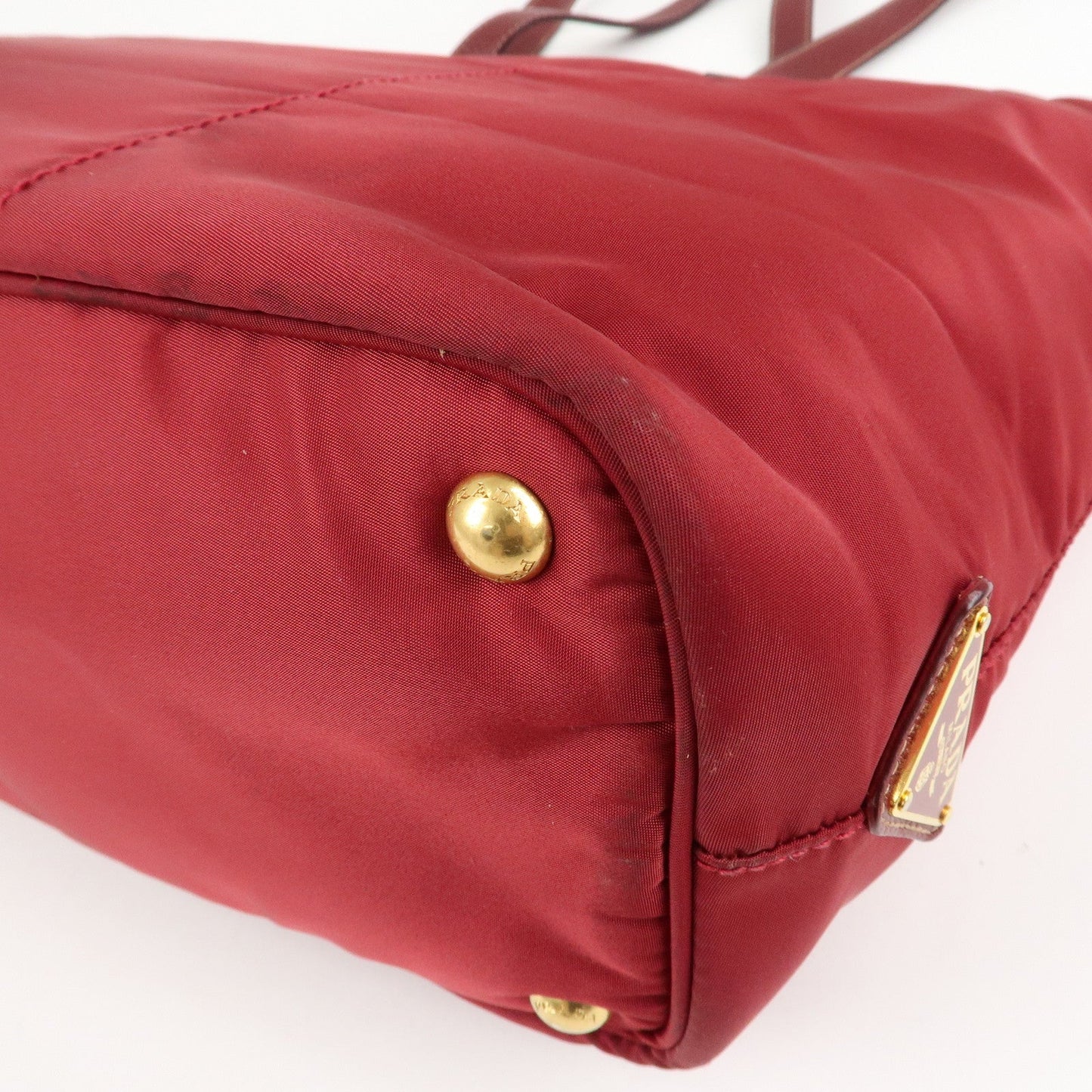 PRADA Logo Nylon Leather Tote Bag Shoulder Bag Dark Red BR4634  d