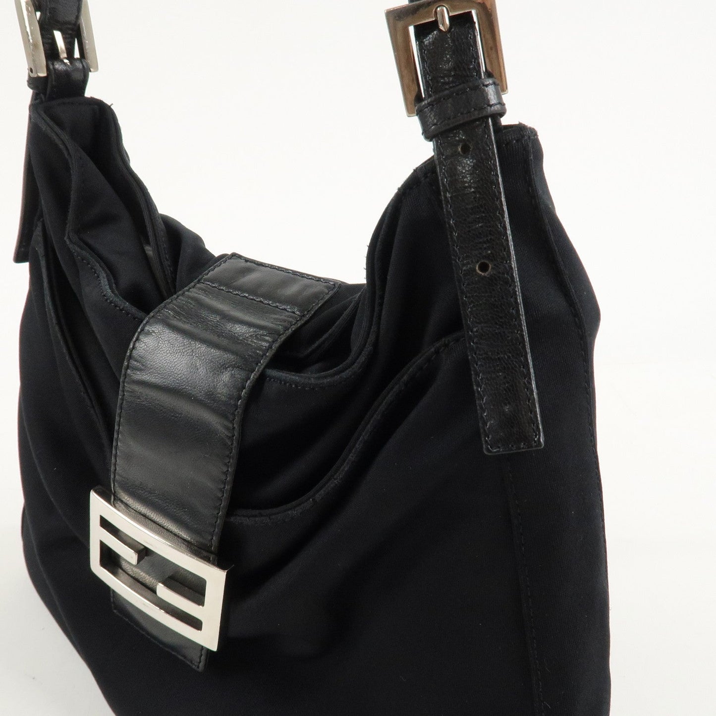 FENDI Polyester Leather Shoulder Bag Black 26727  d