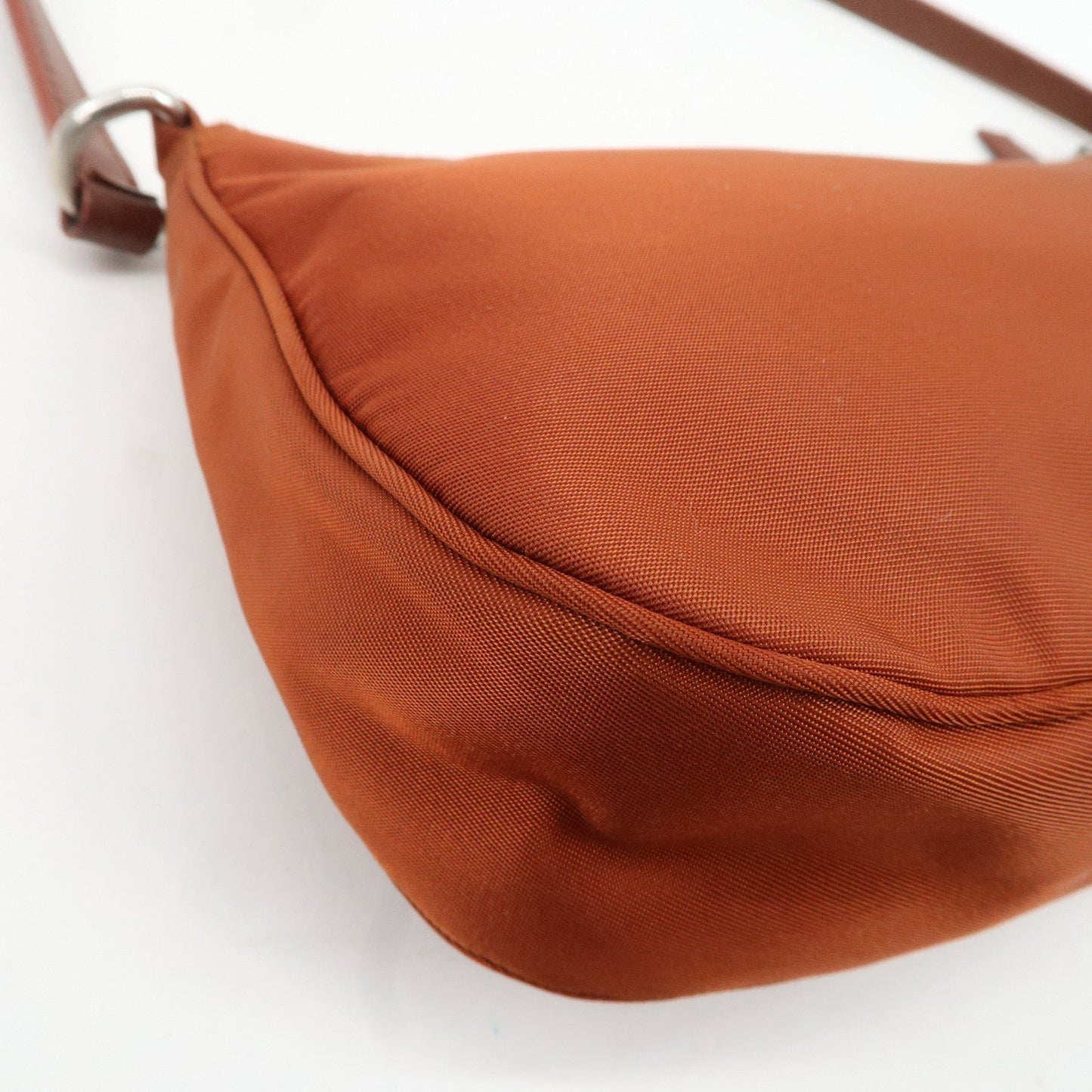 PRADA Logo Nylon Leather Shoulder Bag Hand Bag Pouch Brown  d