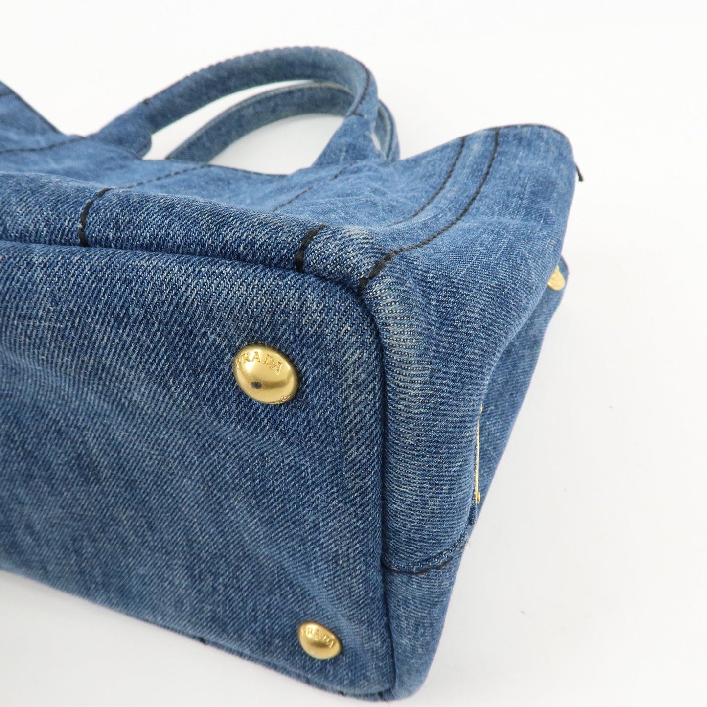 PRADA Canapa Mini Denim Leather 2Way Bag Tote Bag Blue 1BG439  d