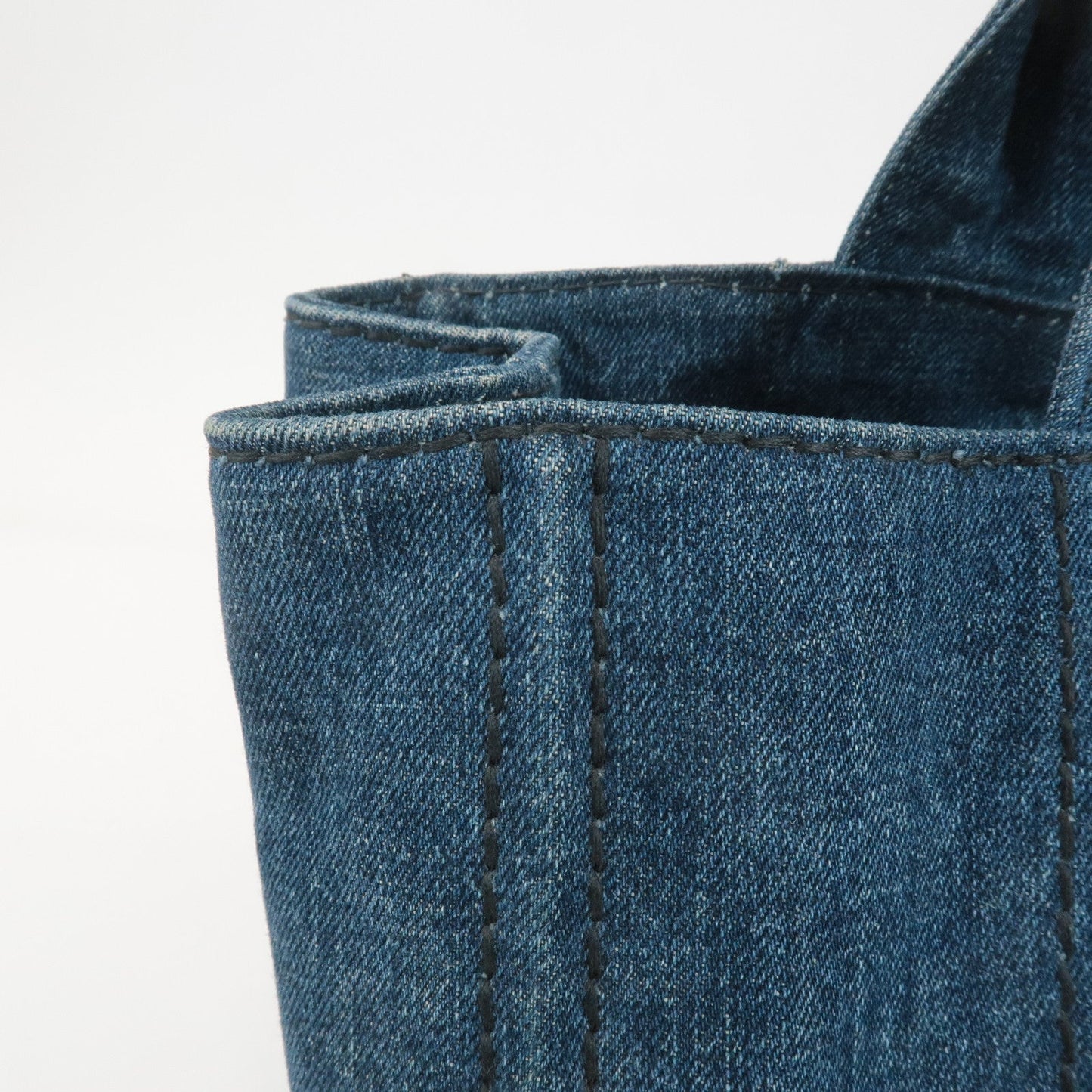 PRADA Canapa Large Canvas Tote Bag Hand Bag Denim Blue B1872B  d