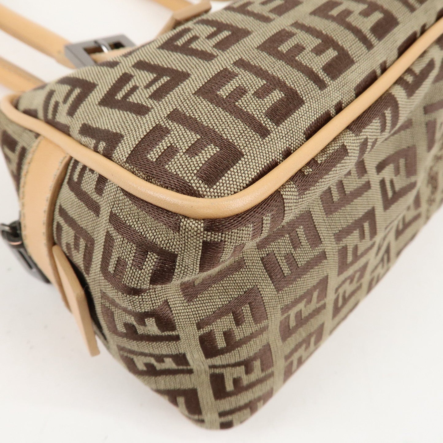 FENDI Zucchino Canvas Leather Small Boston Hand Bag Brown 8BN004  d