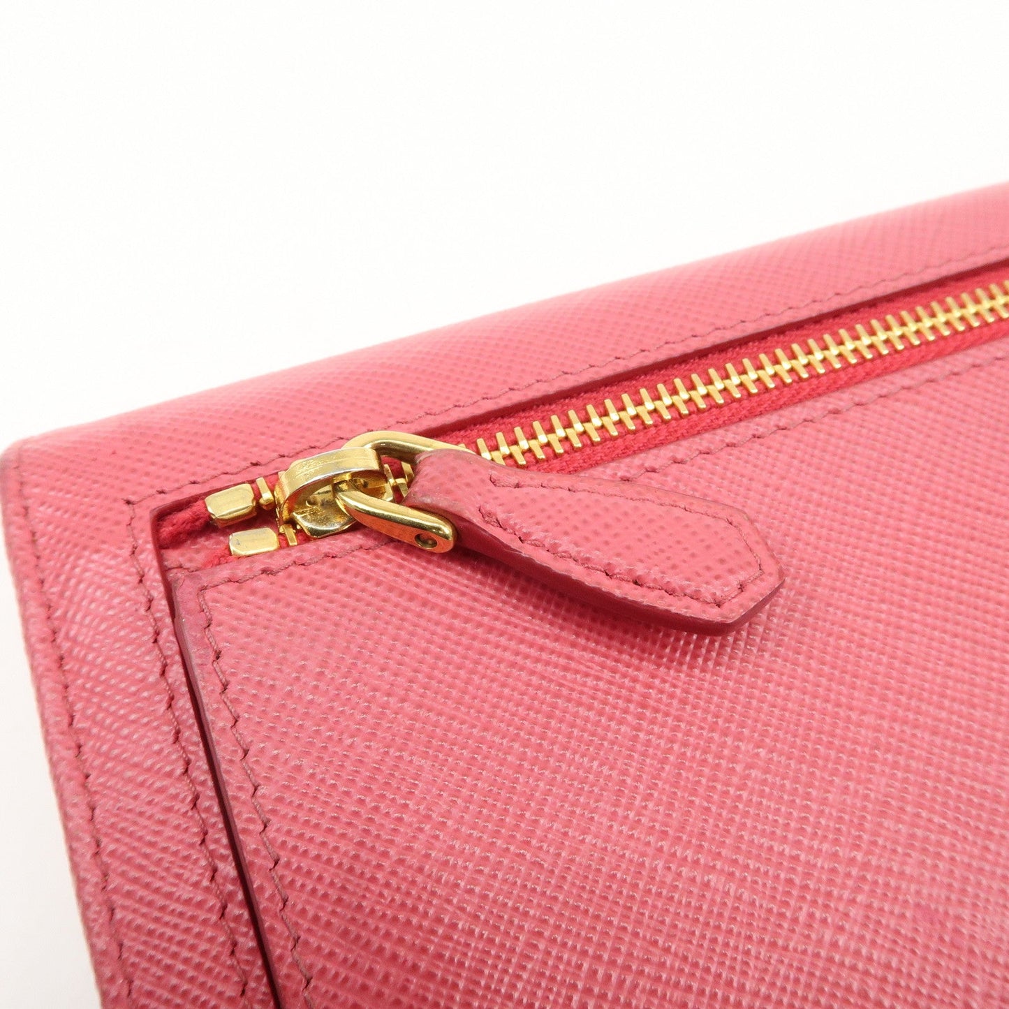 PRADA Saffiano Leather Bi Fold Long Wallet Pink 1MH132  d